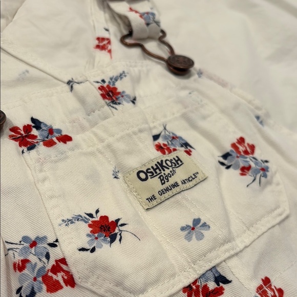 OshKosh B'gosh Overall Dress with Red and Blue Floral - Picture 3 of 6